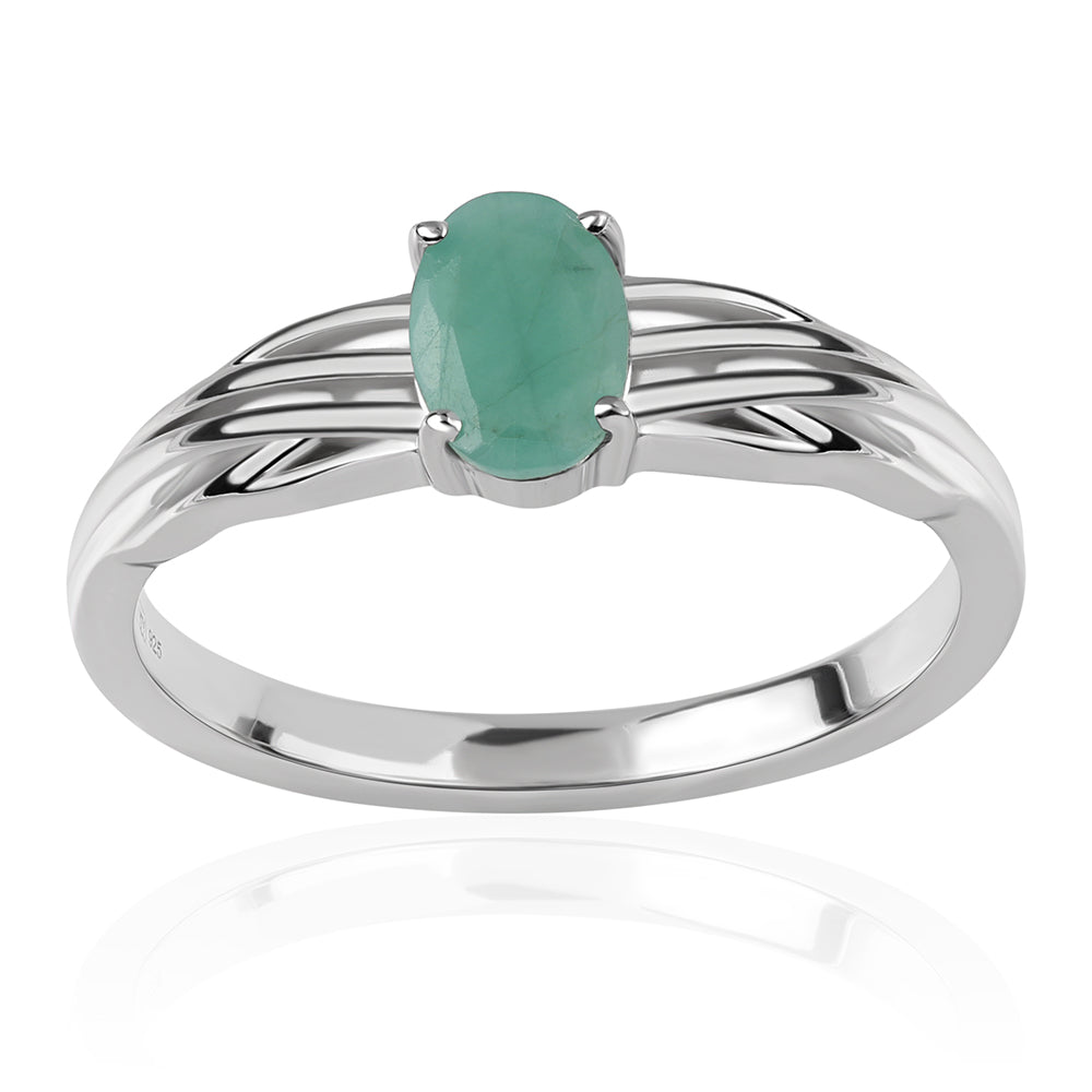 Inel din Argint 925 ( 2.56 grame ) cu Smarald Brazilian 0.75 Carate 1 