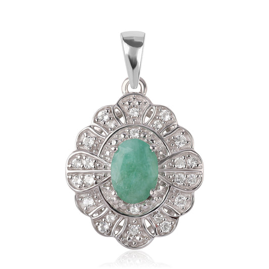 Pandantiv din Argint 925 ( 2.13 grame ) cu Smarald Brazilian și Topaz Alb 0.99 Carate