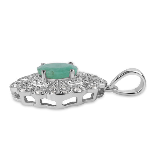 Pandantiv din Argint 925 ( 2.13 grame ) cu Smarald Brazilian și Topaz Alb 0.99 Carate