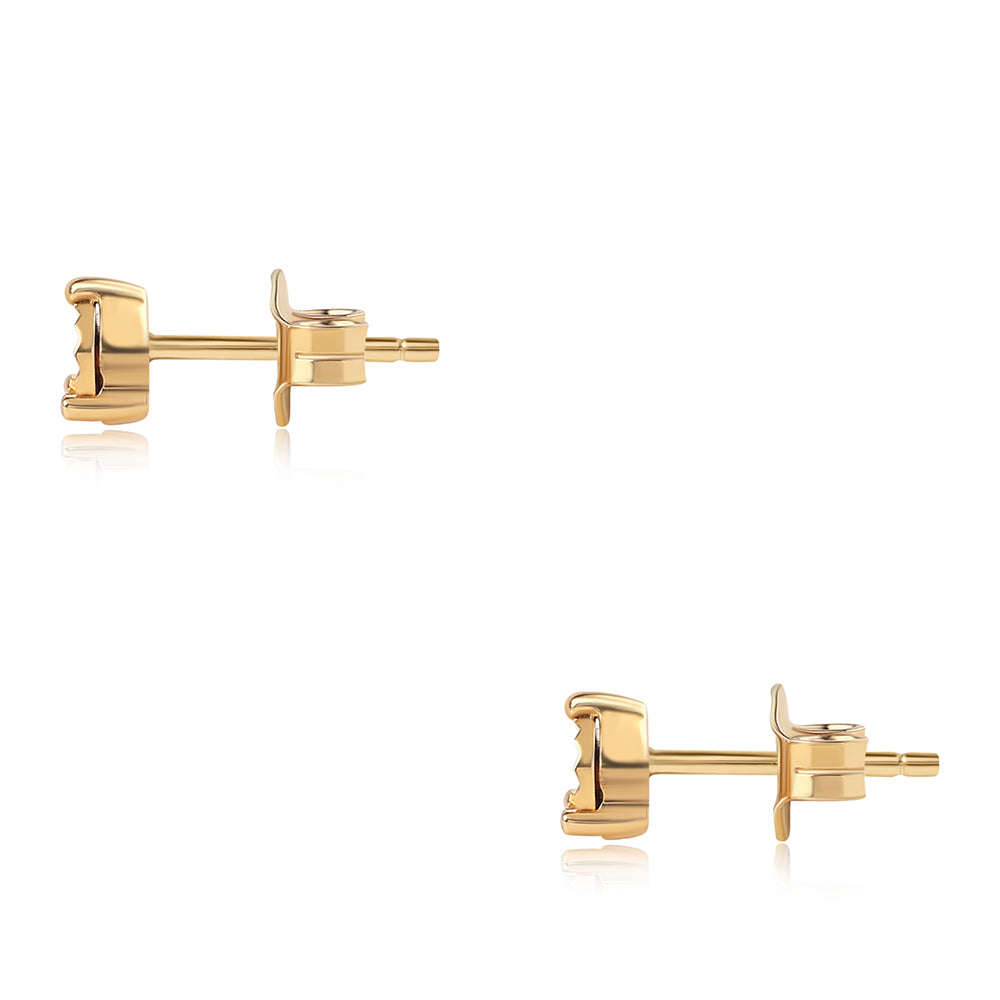 Cercei din Argint 925 Placat cu Aur ( 0.98 grame ) cu Diamant Albastru 0.02 Carate 3 