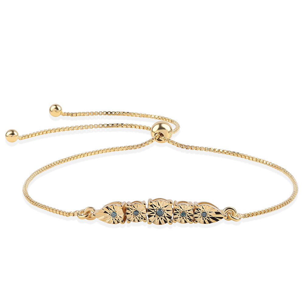 Brățară din Argint 925 Placat cu Aur ( 3.06 grame ) cu Diamant Albastru 0.04 Carate 1 