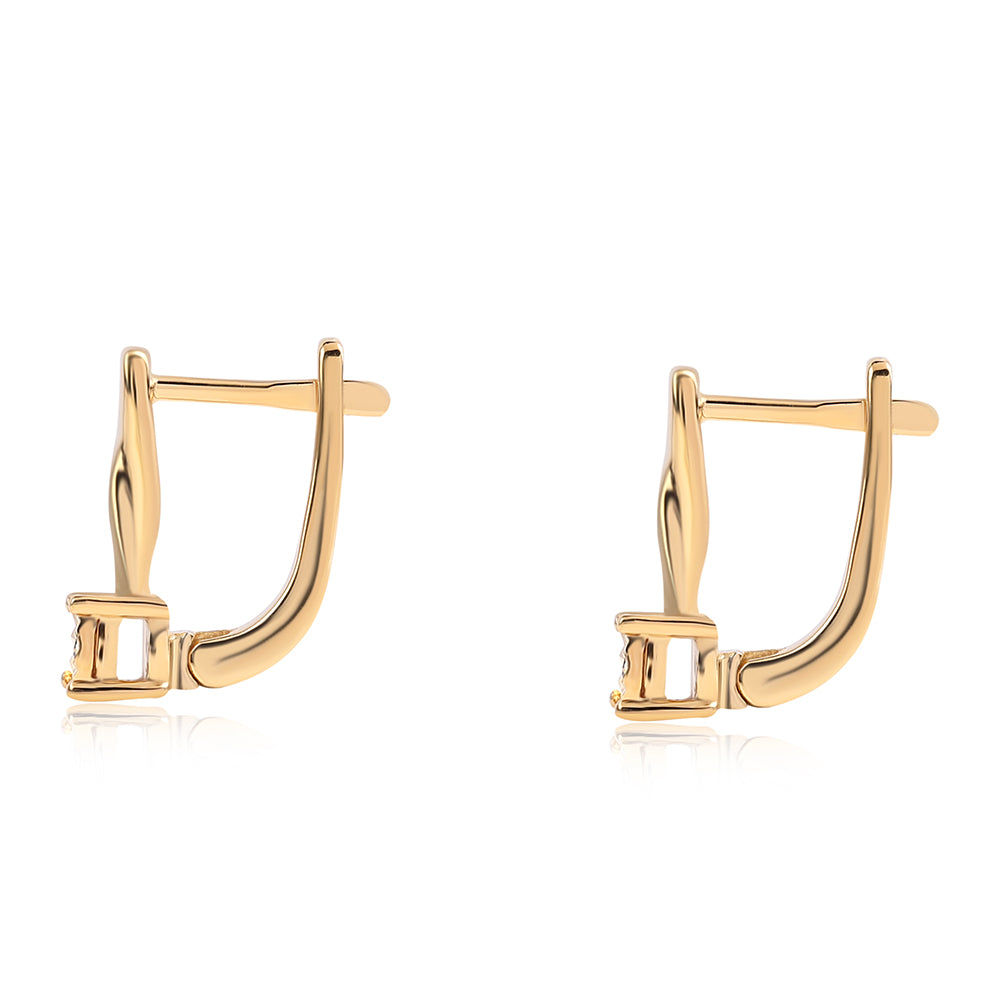 Cercei din Argint 925 Placat cu Aur ( 1.92 grame ) cu Diamant Albastru 0.01 Carate 3 