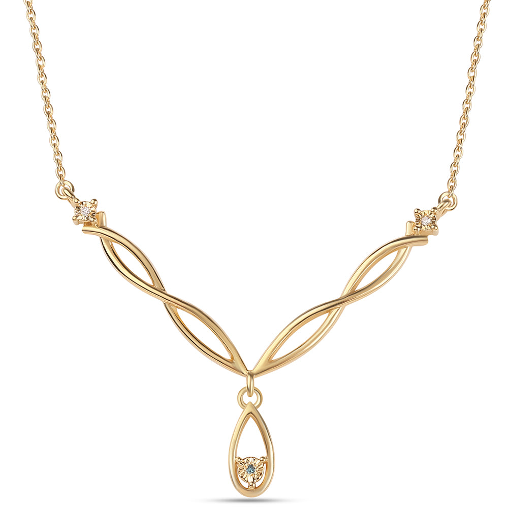 Colier din Argint 925 Placat cu Aur ( 4.2 grame ) cu Diamant Albastru și Diamant Alb 0.02 Carate