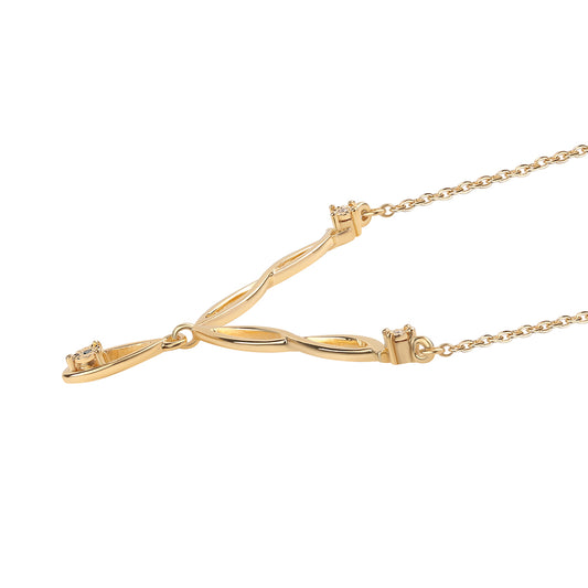 Colier din Argint 925 Placat cu Aur ( 4.2 grame ) cu Diamant Albastru și Diamant Alb 0.02 Carate