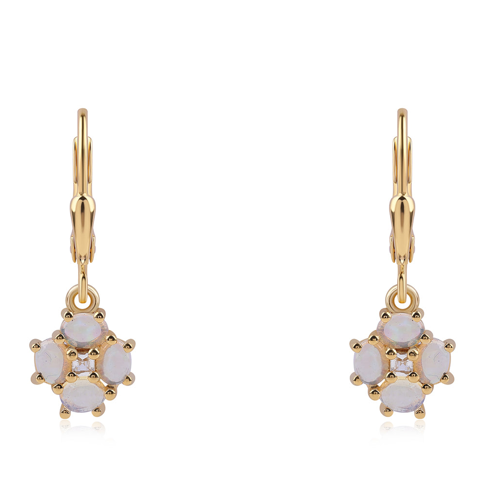 Cercei din Argint 925 Placat cu Aur ( 1.87 grame ) cu Opal Etiopian Lega Dembi și Topaz Alb 0.94 Carate