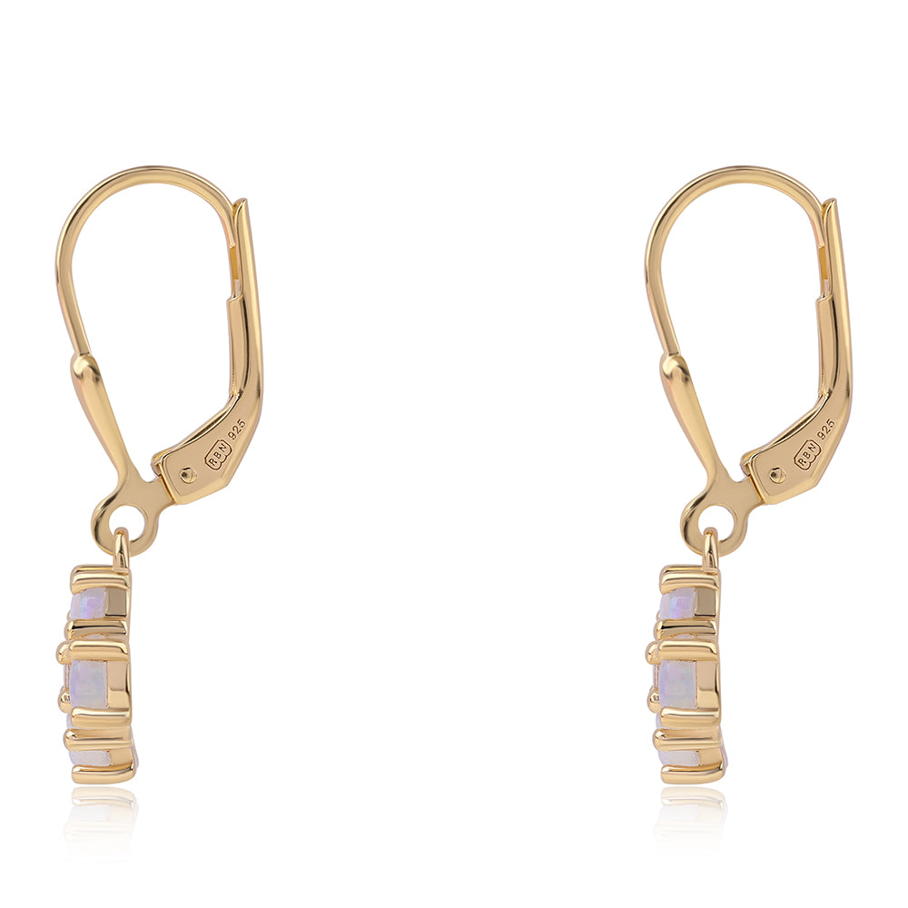 Cercei din Argint 925 Placat cu Aur ( 1.87 grame ) cu Opal Etiopian Lega Dembi și Topaz Alb 0.94 Carate 3 