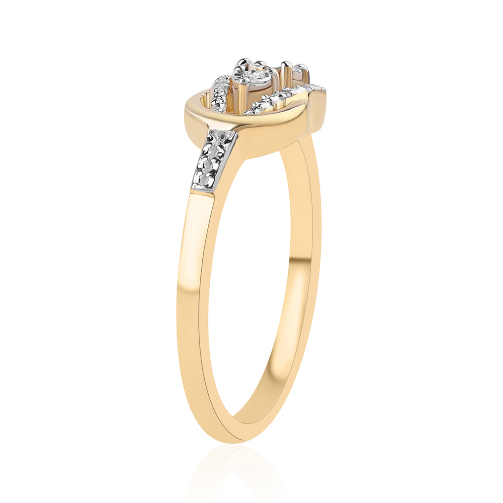 Inel din Argint 925 Placat cu Aur ( 3.22 grame ) cu Diamant Alb 0.05 Carate