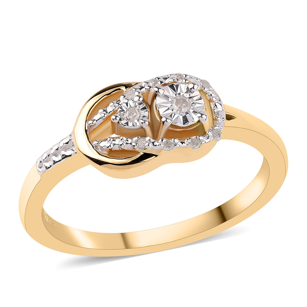 Inel din Argint 925 Placat cu Aur ( 3.22 grame ) cu Diamant Alb 0.05 Carate 1 