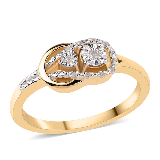 Inel din Argint 925 Placat cu Aur ( 3.22 grame ) cu Diamant Alb 0.05 Carate