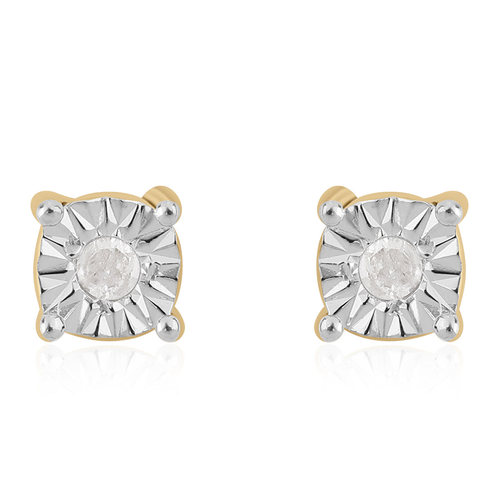 Cercei din Argint 925 Placat cu Aur ( 0.69 grame ) cu Diamant Alb 0.02 Carate