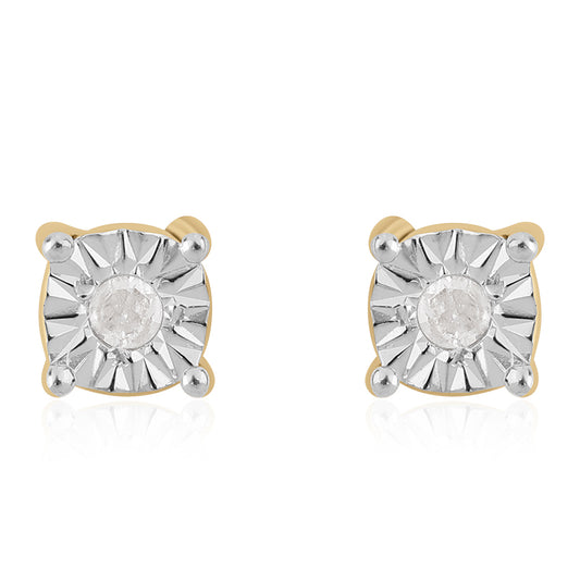 Cercei din Argint 925 Placat cu Aur ( 0.69 grame ) cu Diamant Alb 0.02 Carate
