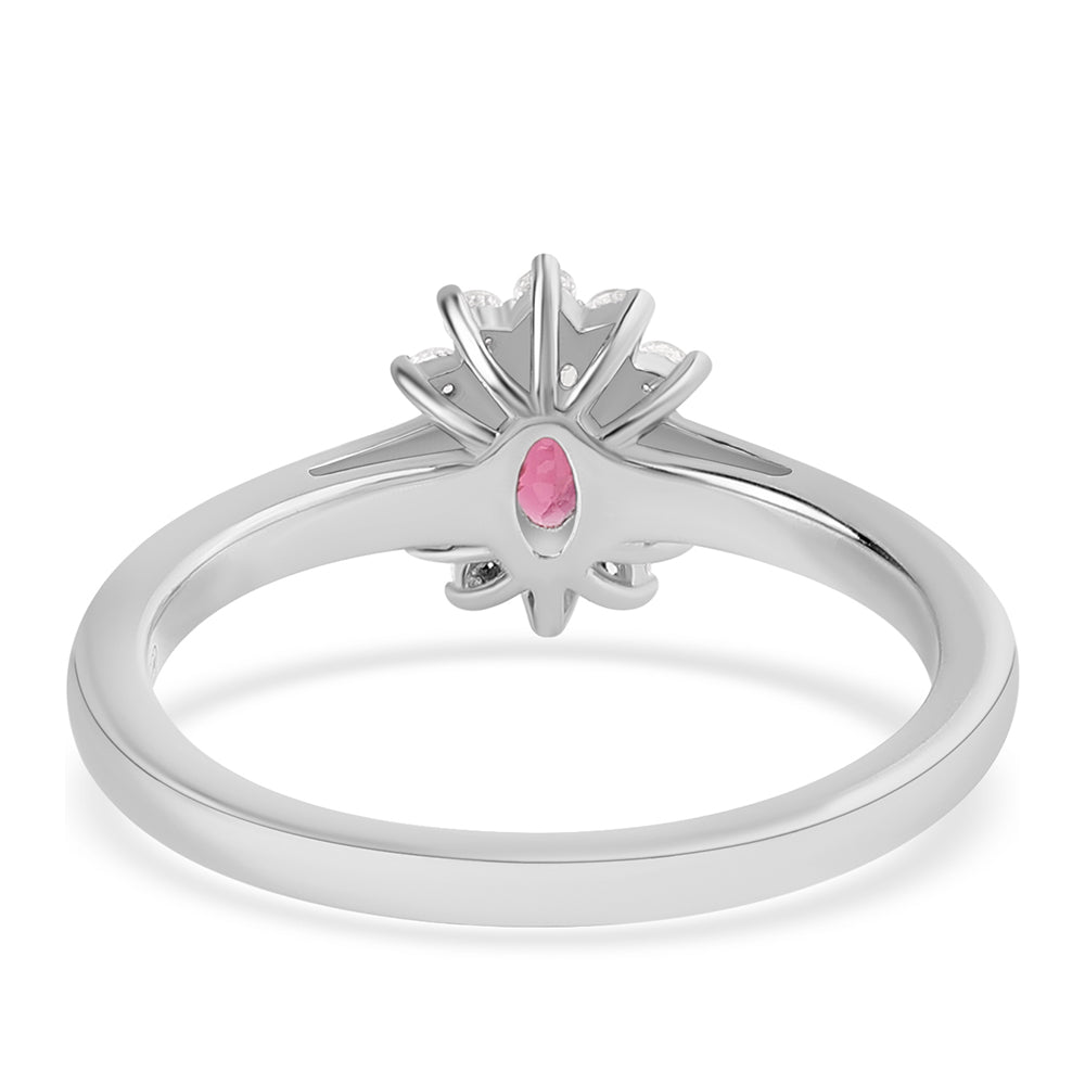 Inel din Argint 925 ( 2.49 grame ) cu Rubelit Cruzeiro și Topaz Alb 0.59 Carate 3 