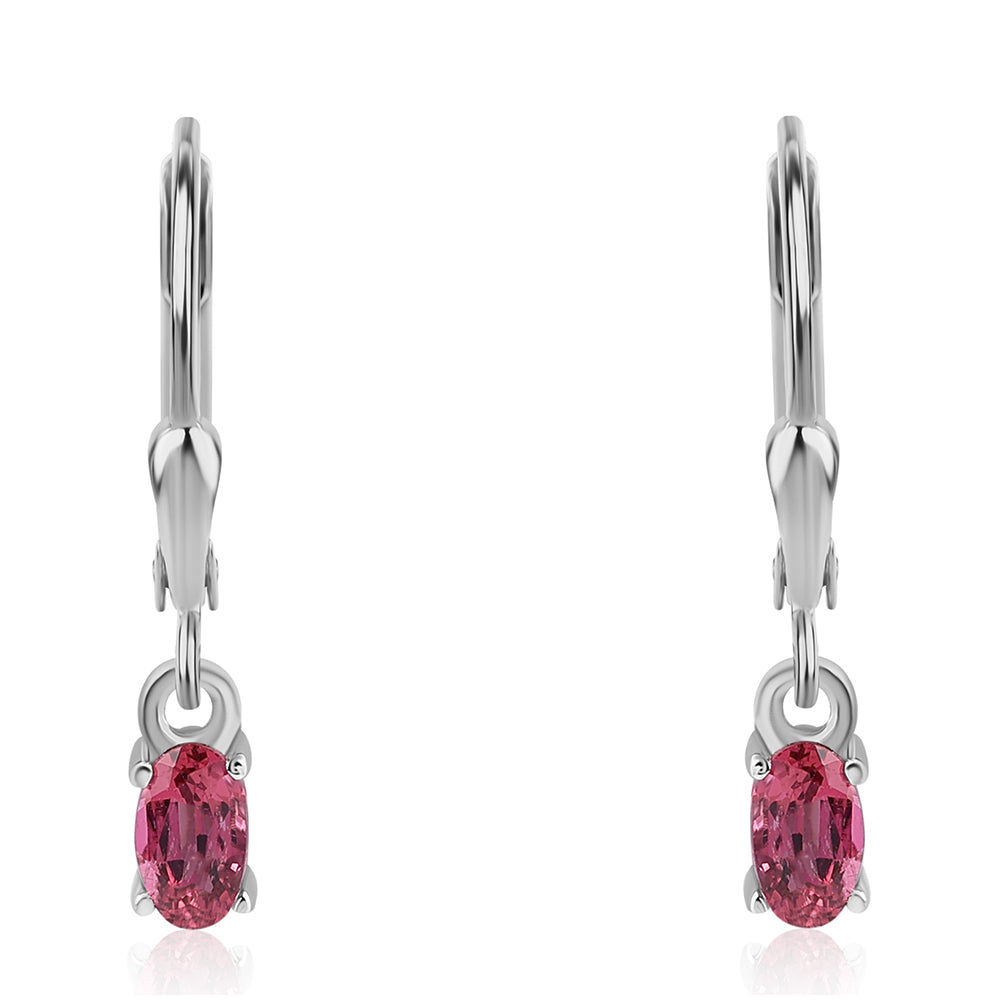 Cercei din Argint 925 ( 1.12 grame ) cu Rubelit Cruzeiro 0.5 Carate 1 