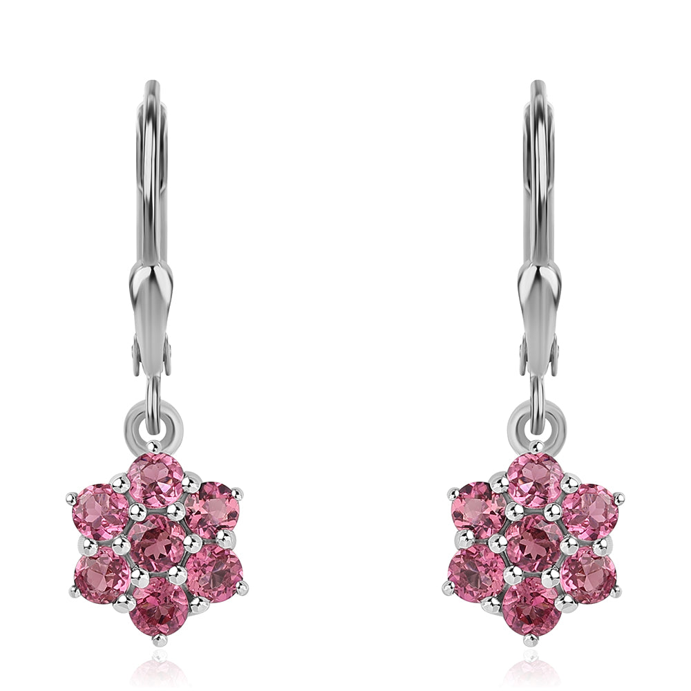 Cercei din Argint 925 ( 2.11 grame ) cu Rubelit Cruzeiro 2.52 Carate 1 