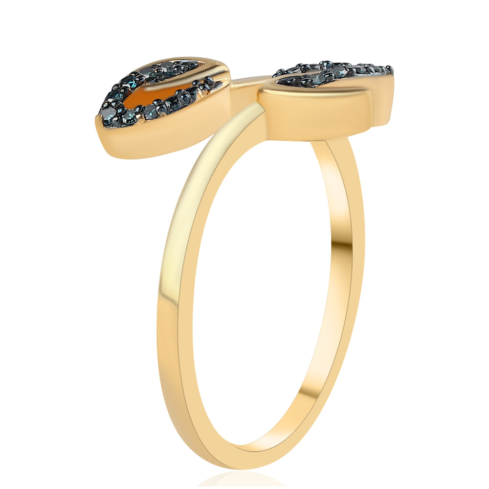 Inel din Argint 925 Placat cu Aur ( 2.96 grame ) cu Diamant Albastru 0.07 Carate