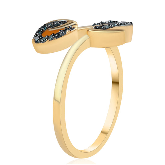 Inel din Argint 925 Placat cu Aur ( 2.96 grame ) cu Diamant Albastru 0.07 Carate