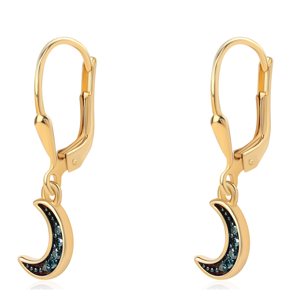 Cercei din Argint 925 Placat cu Aur ( 1.6 grame ) cu Diamant Albastru 0.07 Carate 2 