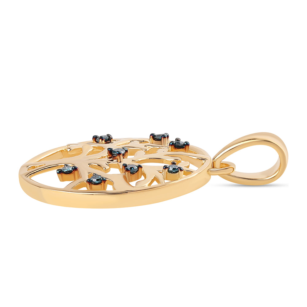 Pandantiv din Argint 925 Placat cu Aur ( 1.85 grame ) cu Diamant Albastru 0.08 Carate 2 