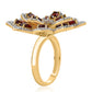 Inel din Argint 925 Placat cu Aur ( 9.85 grame ) cu Granat Barton și Topaz Alb 6.8 Carate