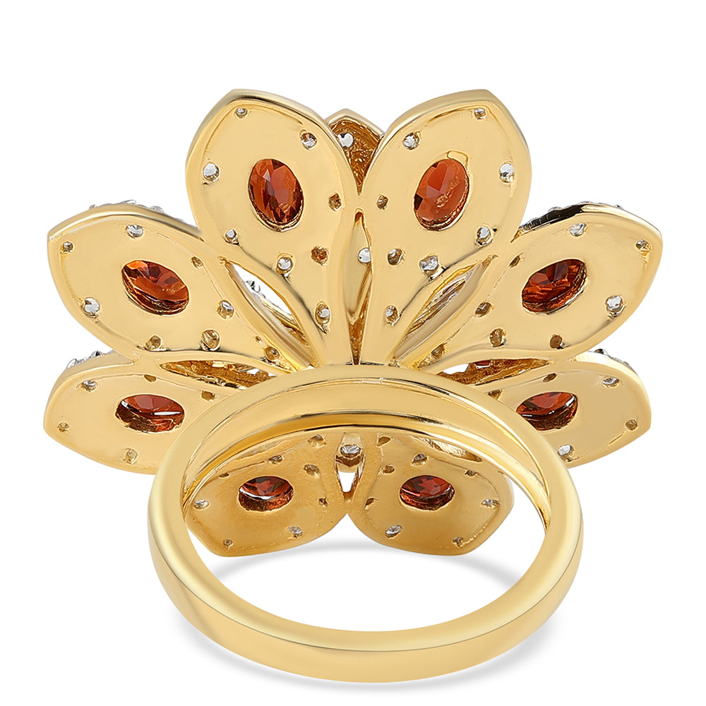 Inel din Argint 925 Placat cu Aur ( 9.85 grame ) cu Granat Barton și Topaz Alb 6.8 Carate 3 