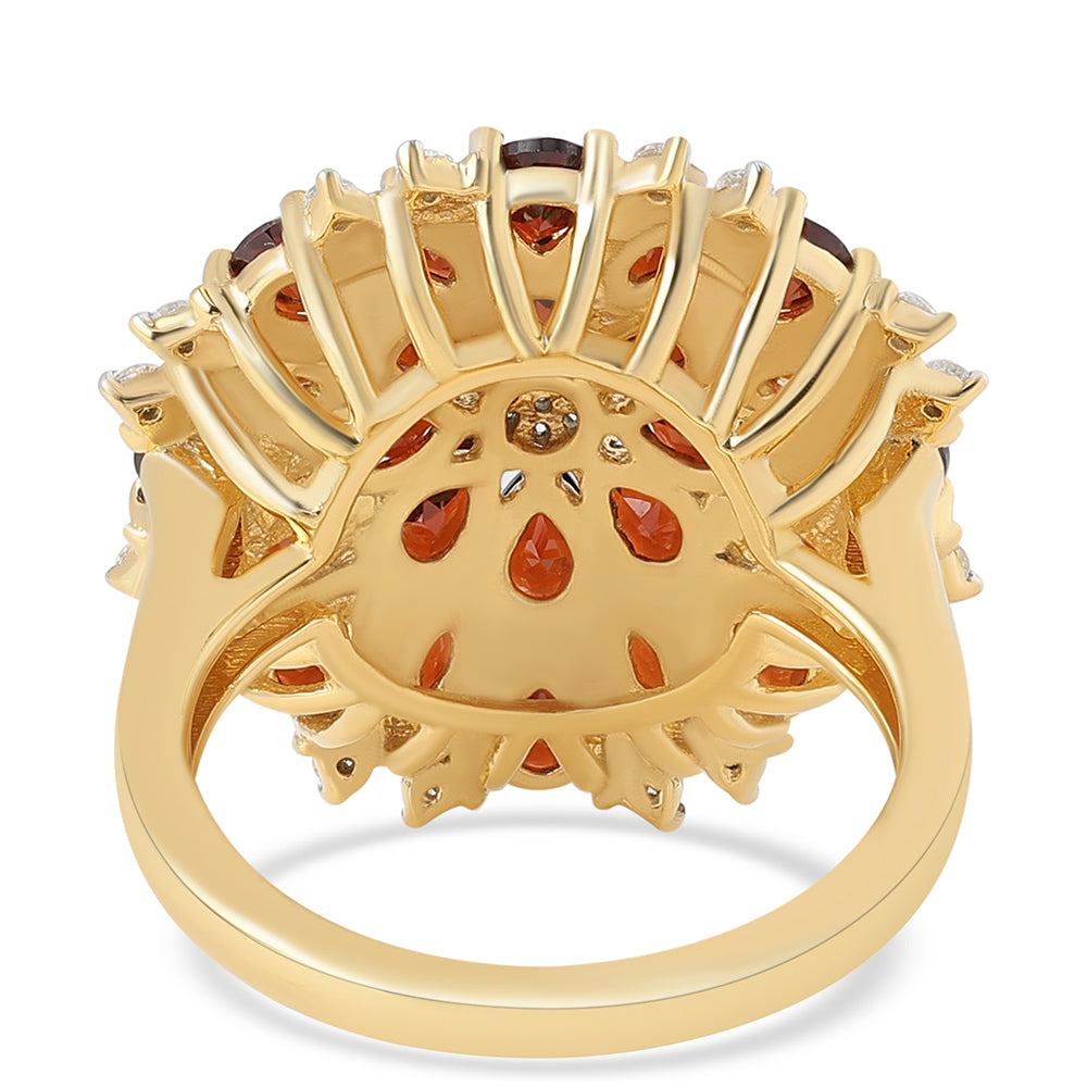 Inel din Argint 925 Placat cu Aur ( 5.76 grame ) cu Granat Barton și Topaz Alb 4.23 Carate 3 