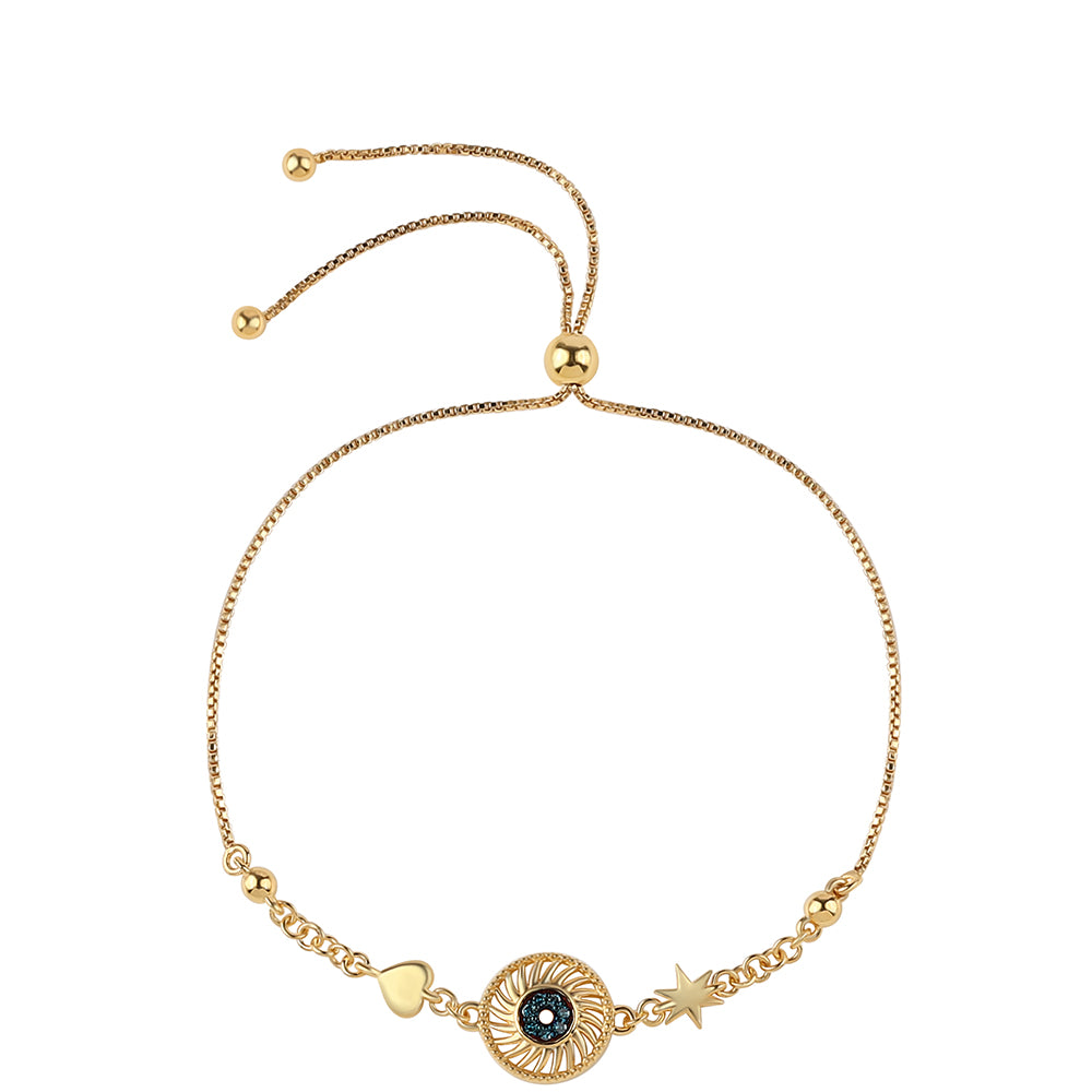 Brățară din Argint 925 Placat cu Aur ( 3.56 grame ) cu Diamant Albastru 0.06 Carate