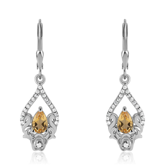 Cercei din Argint 925 ( 4 grame ) cu Citrin și Topaz Alb 1.12 Carate