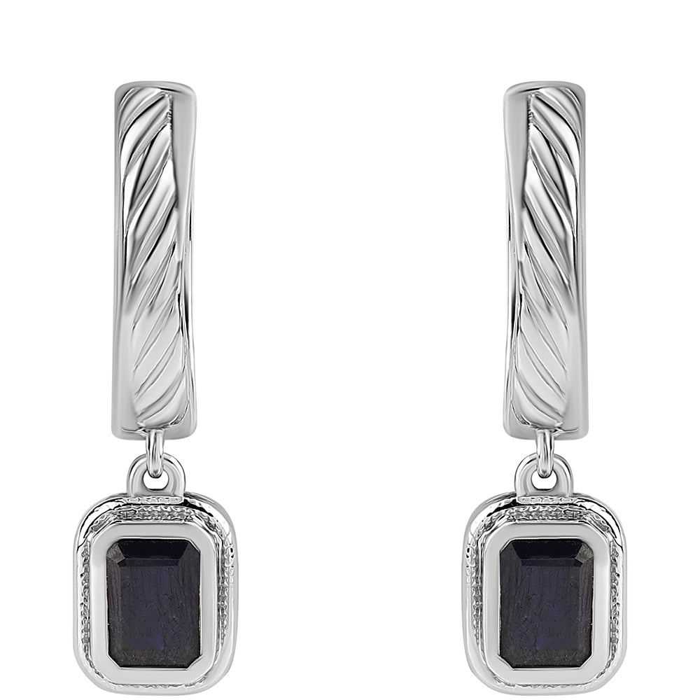 Cercei din Argint 925 ( 8.22 grame ) cu Safir Albastru Australian 3.2 Carate