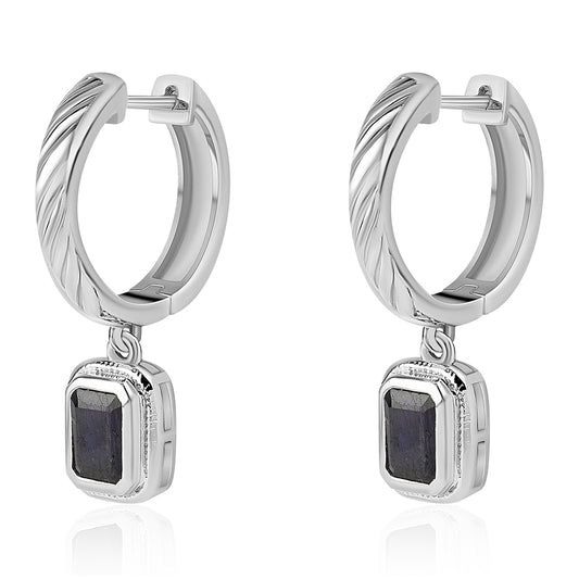 Cercei din Argint 925 ( 8.22 grame ) cu Safir Albastru Australian 3.2 Carate