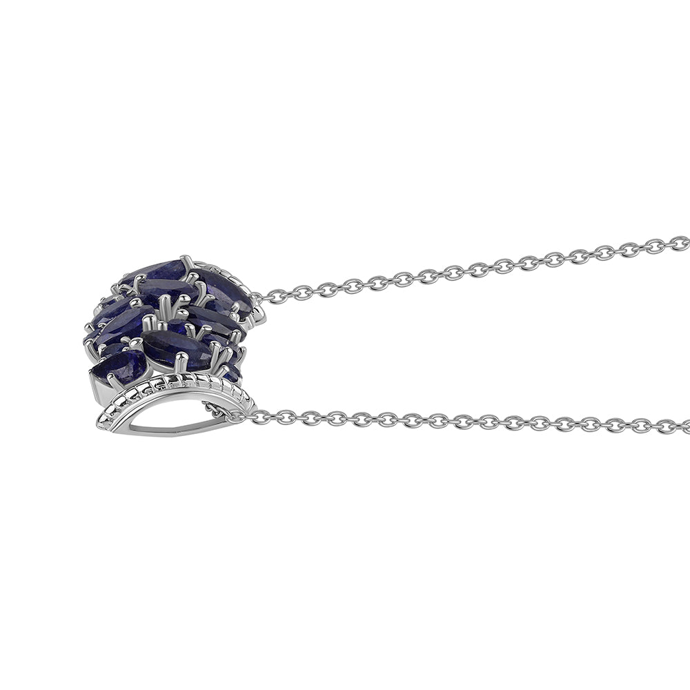 Colier din Argint 925 ( 5.48 grame ) cu Safir Albastru Australian 4.14 Carate 2 