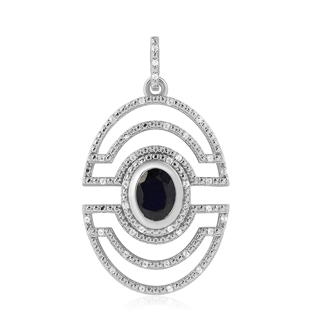 Pandantiv din Argint 925 ( 5.36 grame ) cu Safir Albastru Australian și Topaz Alb 3.32 Carate 1 