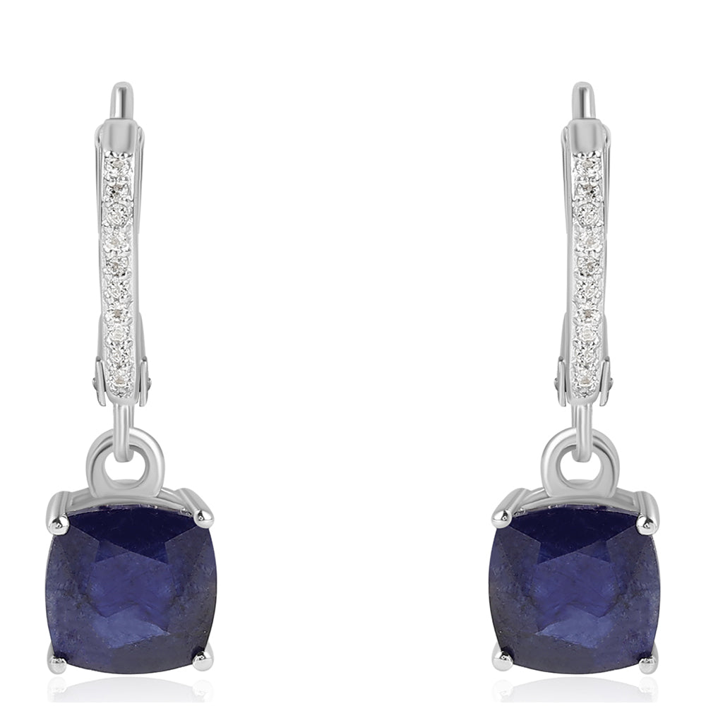 Cercei din Argint 925 ( 1.81 grame ) cu Safir Albastru Australian și Topaz Alb 5.7 Carate