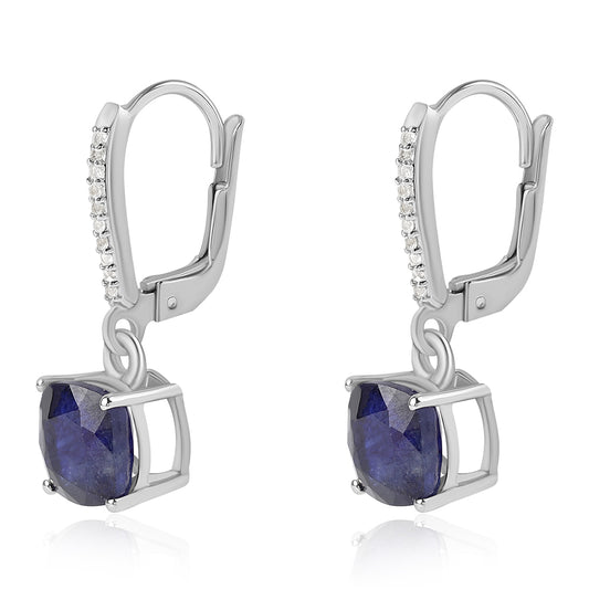 Cercei din Argint 925 ( 1.81 grame ) cu Safir Albastru Australian și Topaz Alb 5.7 Carate