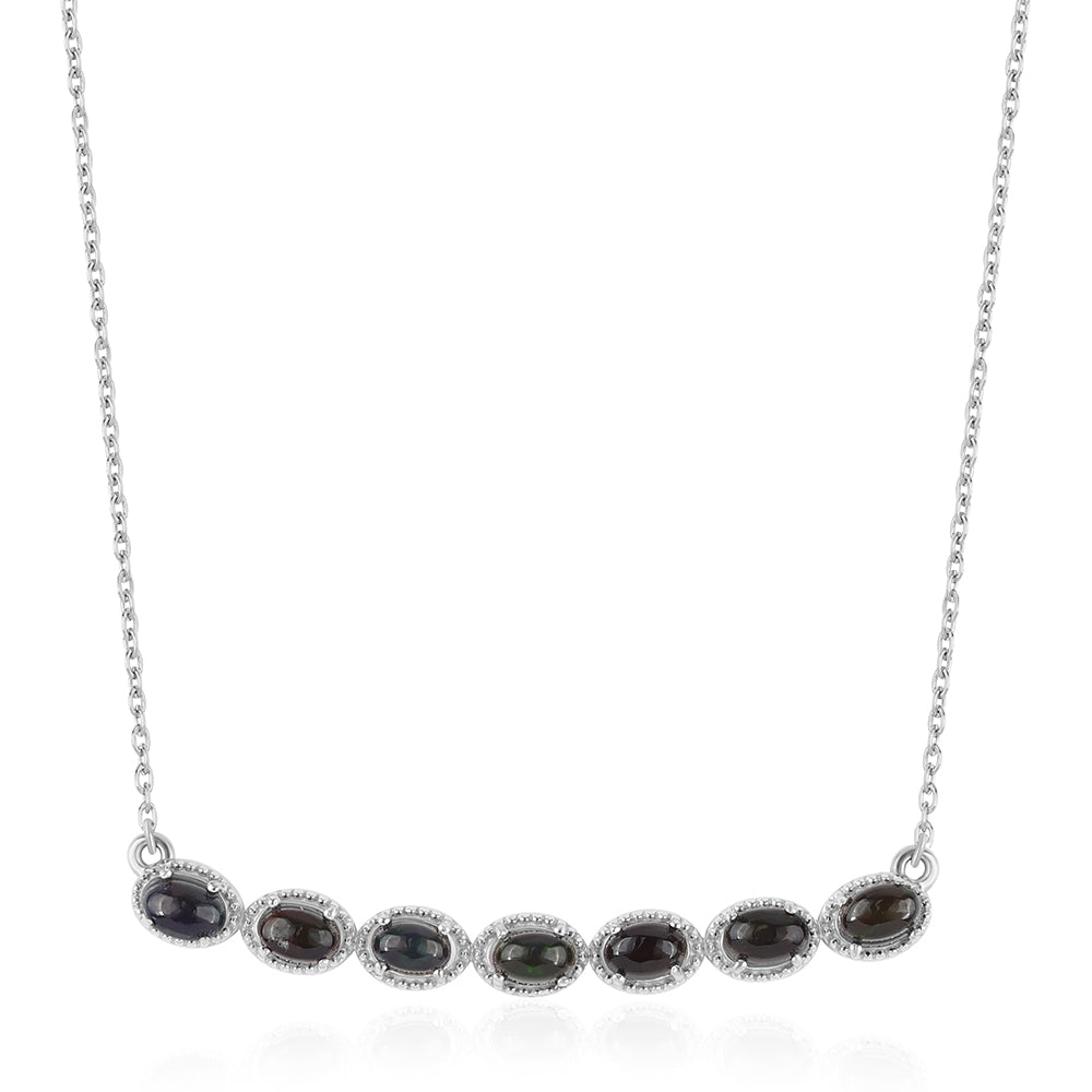 Colier din Argint 925 ( 5.68 grame ) cu Opal Etiopian Negru Lega Dembi 2.38 Carate