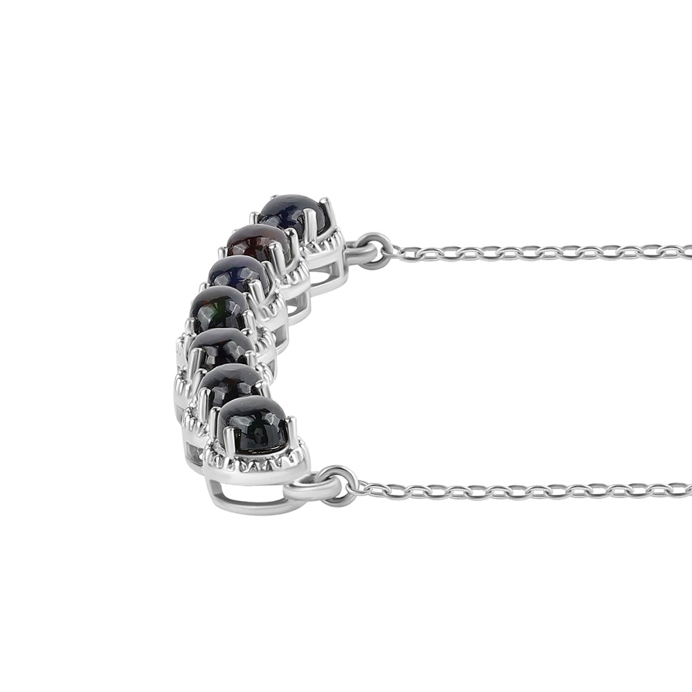 Colier din Argint 925 ( 5.68 grame ) cu Opal Etiopian Negru Lega Dembi 2.38 Carate 2 