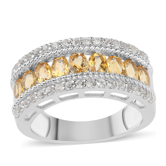 Inel din Argint 925 ( 5.86 grame ) cu Citrin și Topaz Alb 3.06 Carate