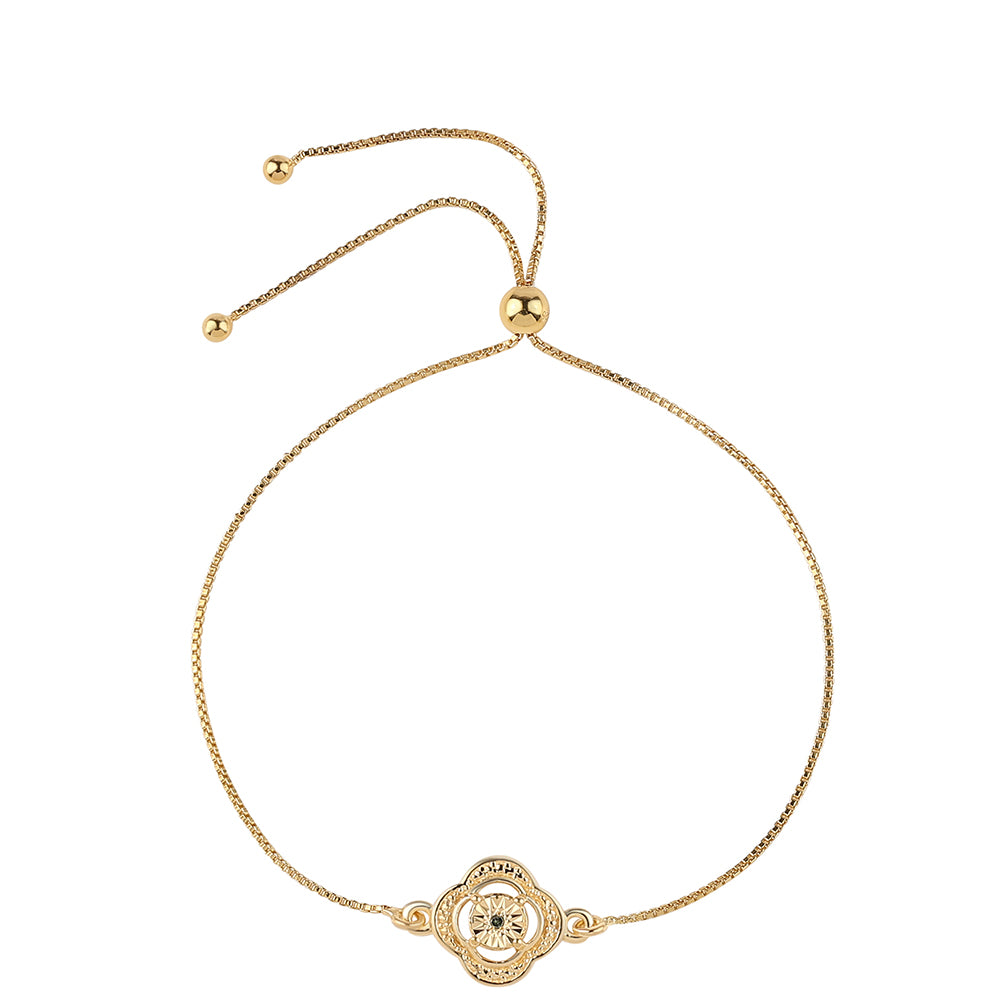 Brățară din Argint 925 Placat cu Aur ( 2.57 grame ) cu Diamant Verde 0.01 Carate 1 