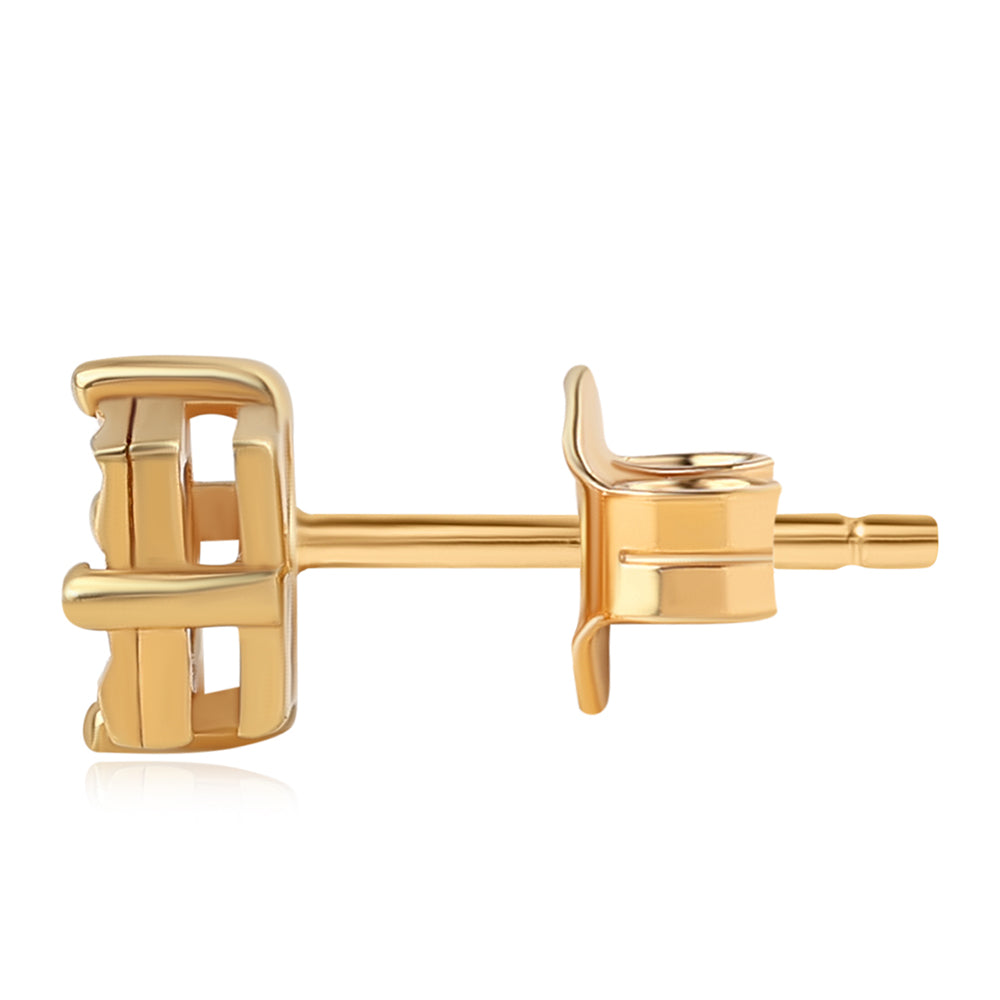 Cercei din Argint 925 Placat cu Aur ( 1.22 grame ) cu Diamant Verde 0.01 Carate 3 