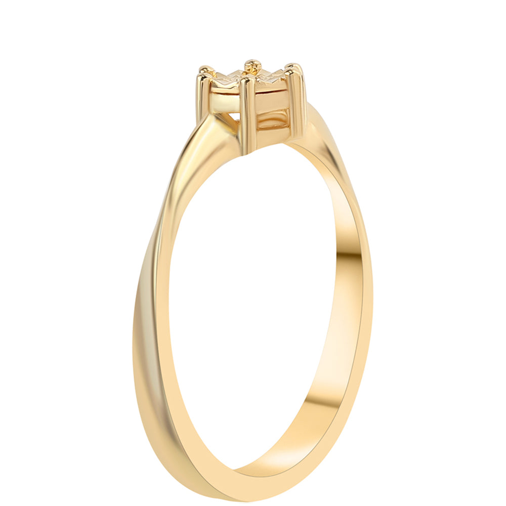 Inel din Argint 925 Placat cu Aur ( 2.32 grame ) cu Diamant Verde 0.01 Carate