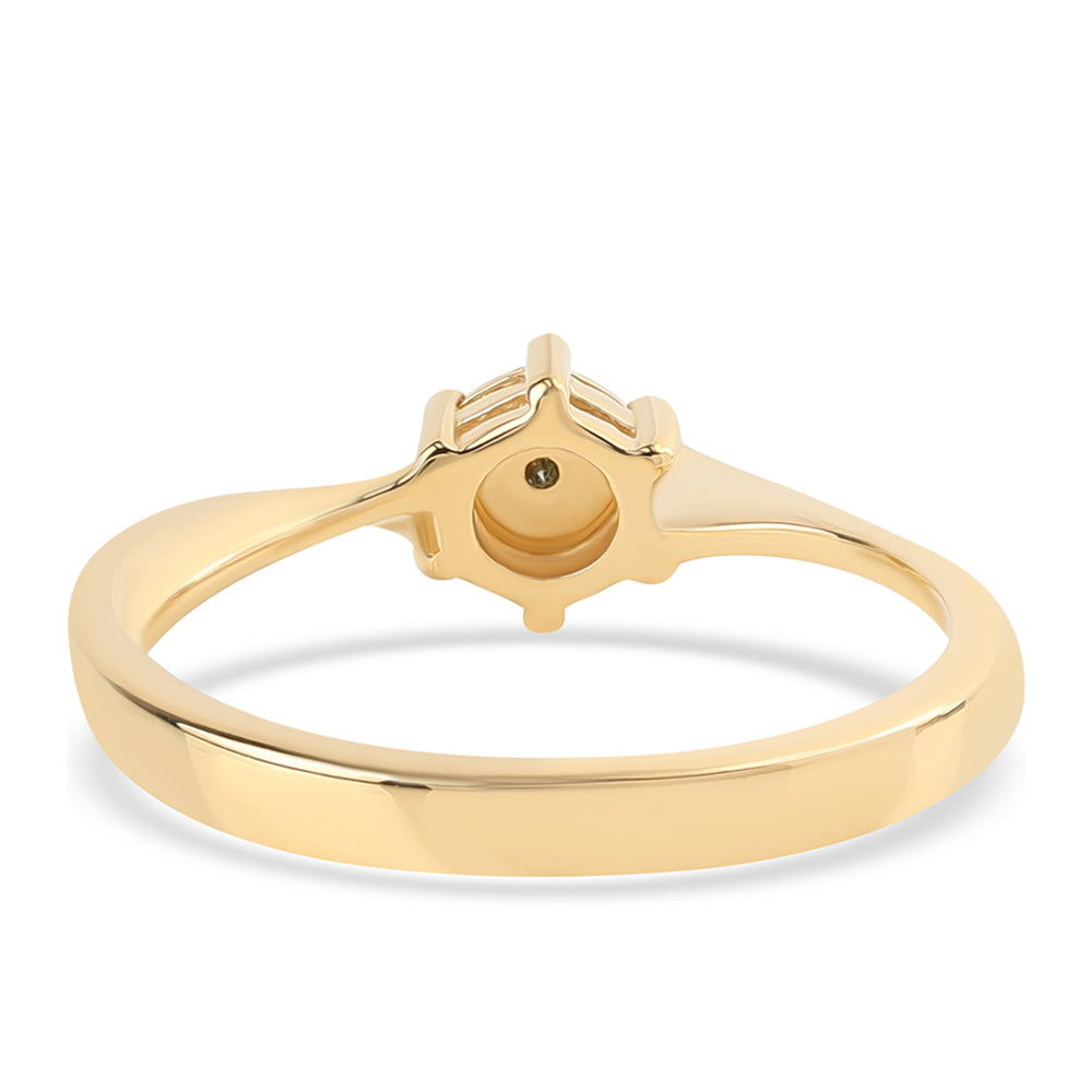 Inel din Argint 925 Placat cu Aur ( 2.32 grame ) cu Diamant Verde 0.01 Carate 3 