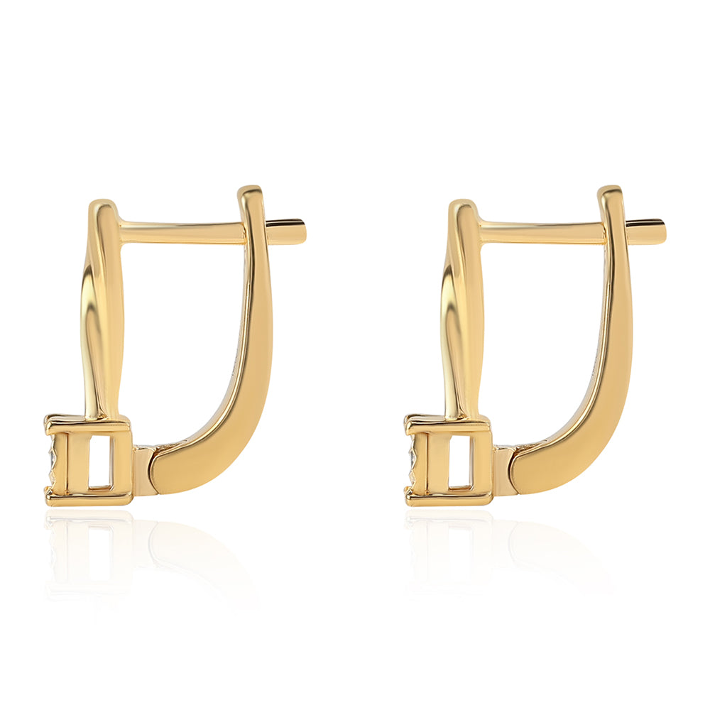 Cercei din Argint 925 Placat cu Aur ( 2.12 grame ) cu Diamant Verde 0.01 Carate 3 