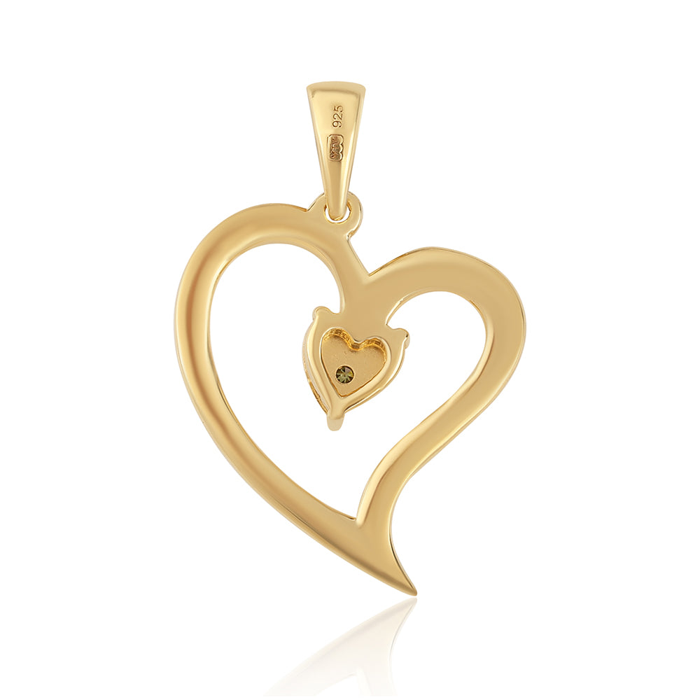 Pandantiv din Argint 925 Placat cu Aur ( 1.9 grame ) cu Diamant Verde 0.01 Carate 3 