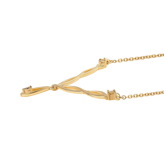 Colier din Argint 925 Placat cu Aur ( 4.13 grame ) cu Diamant Verde și Diamant Alb 0.02 Carate