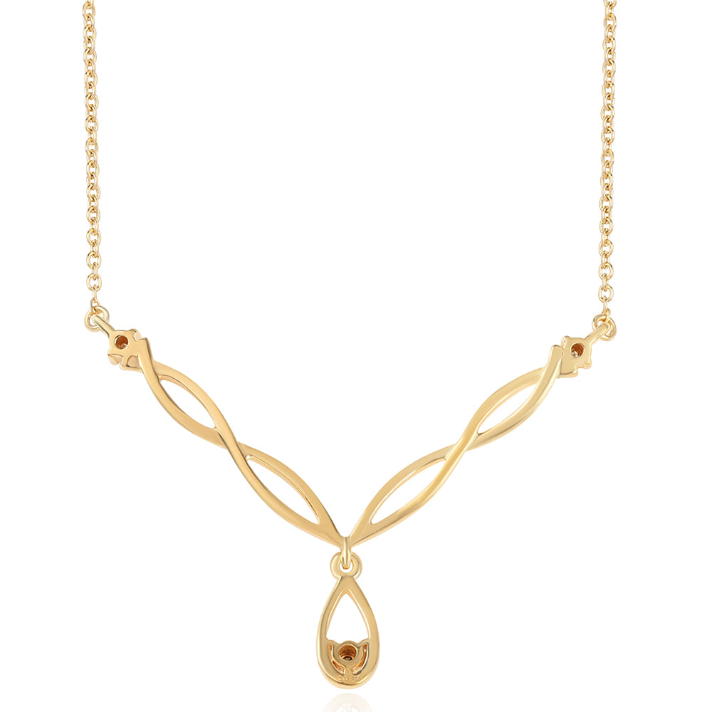 Colier din Argint 925 Placat cu Aur ( 4.13 grame ) cu Diamant Verde și Diamant Alb 0.02 Carate