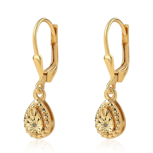 Cercei din Argint 925 Placat cu Aur ( 2.03 grame ) cu Diamant Verde 0.01 Carate