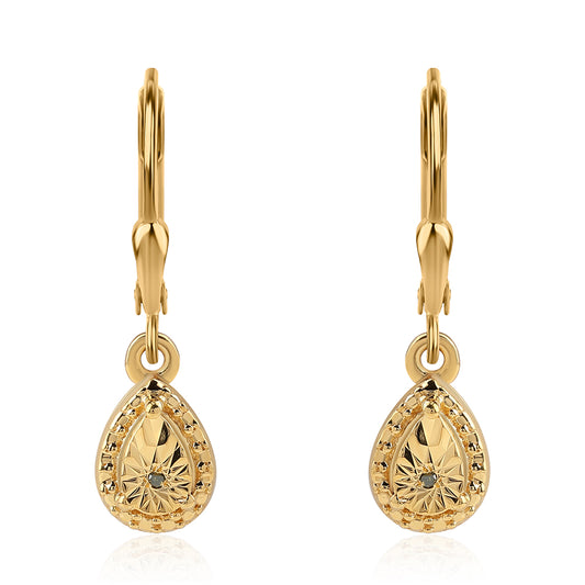 Cercei din Argint 925 Placat cu Aur ( 2.03 grame ) cu Diamant Verde 0.01 Carate