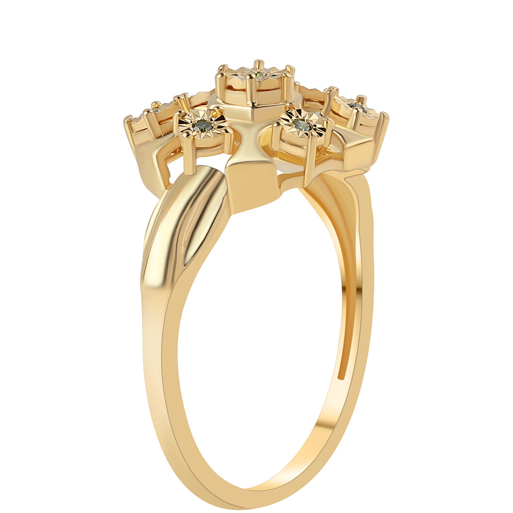Inel din Argint 925 Placat cu Aur ( 3.97 grame ) cu Diamant Verde 0.04 Carate