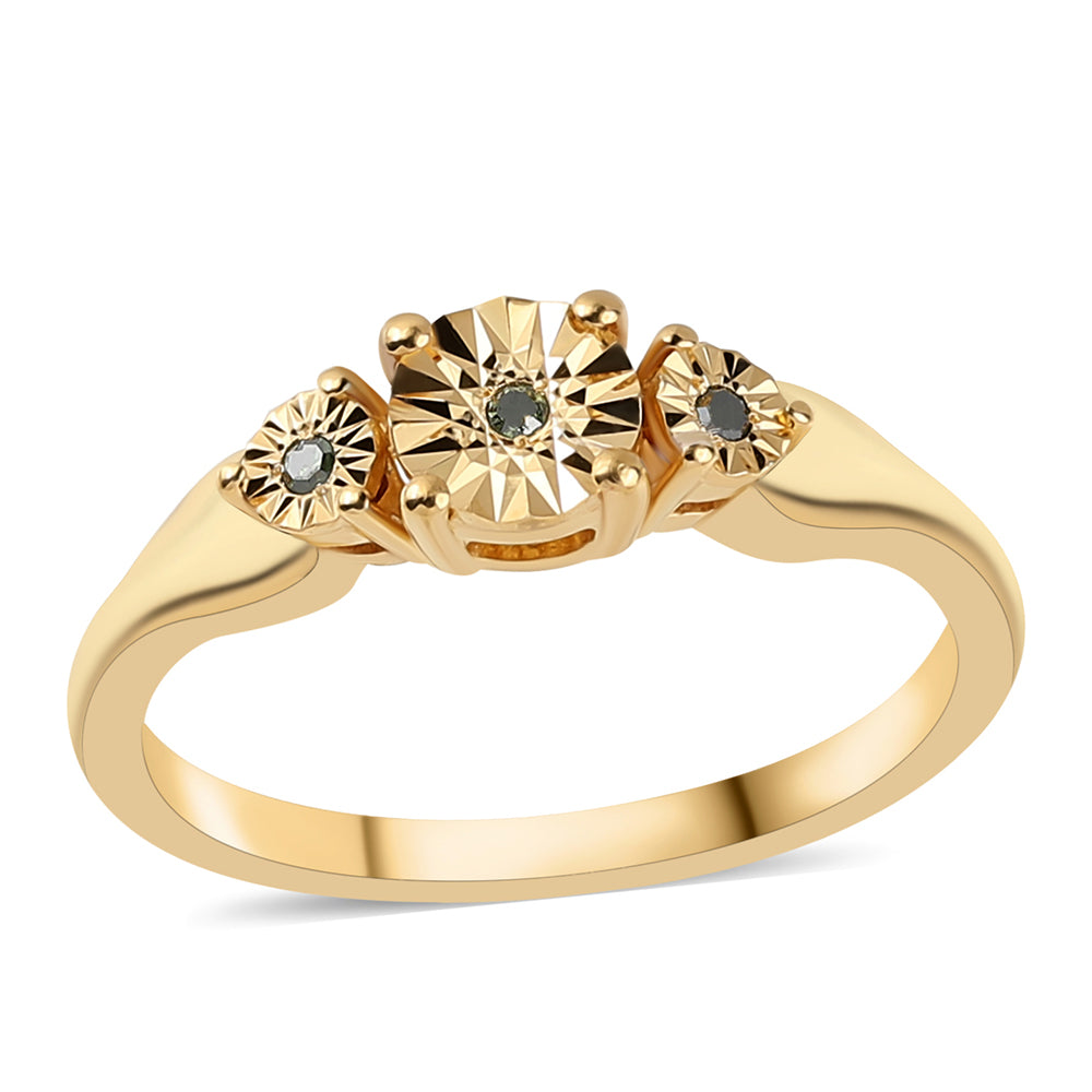 Inel din Argint 925 Placat cu Aur ( 2.14 grame ) cu Diamant Verde 0.02 Carate