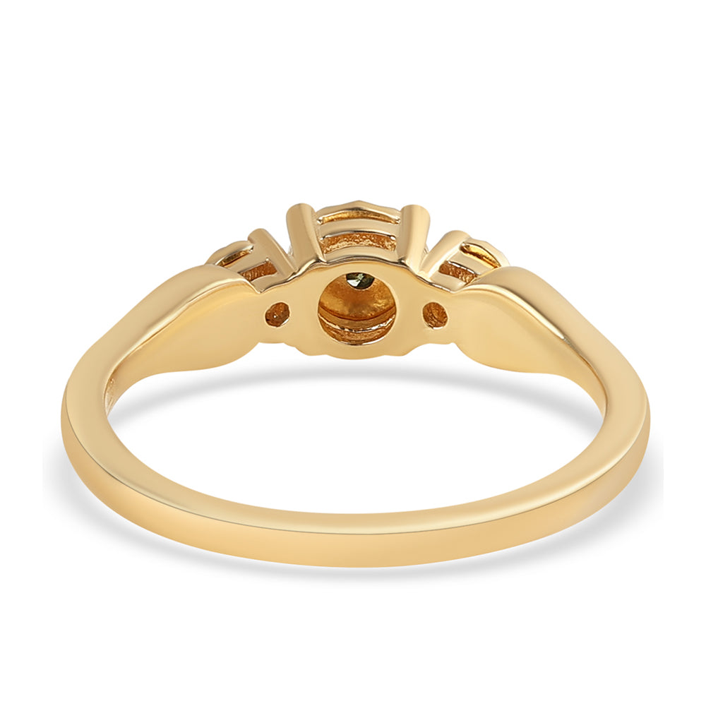 Inel din Argint 925 Placat cu Aur ( 2.14 grame ) cu Diamant Verde 0.02 Carate