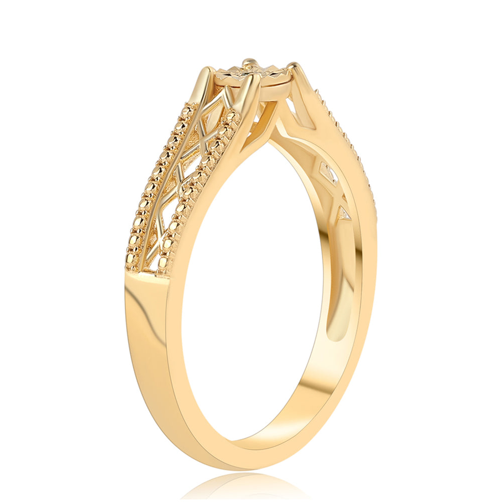 Inel din Argint 925 Placat cu Aur ( 3.36 grame ) cu Diamant Verde 0.01 Carate 2 